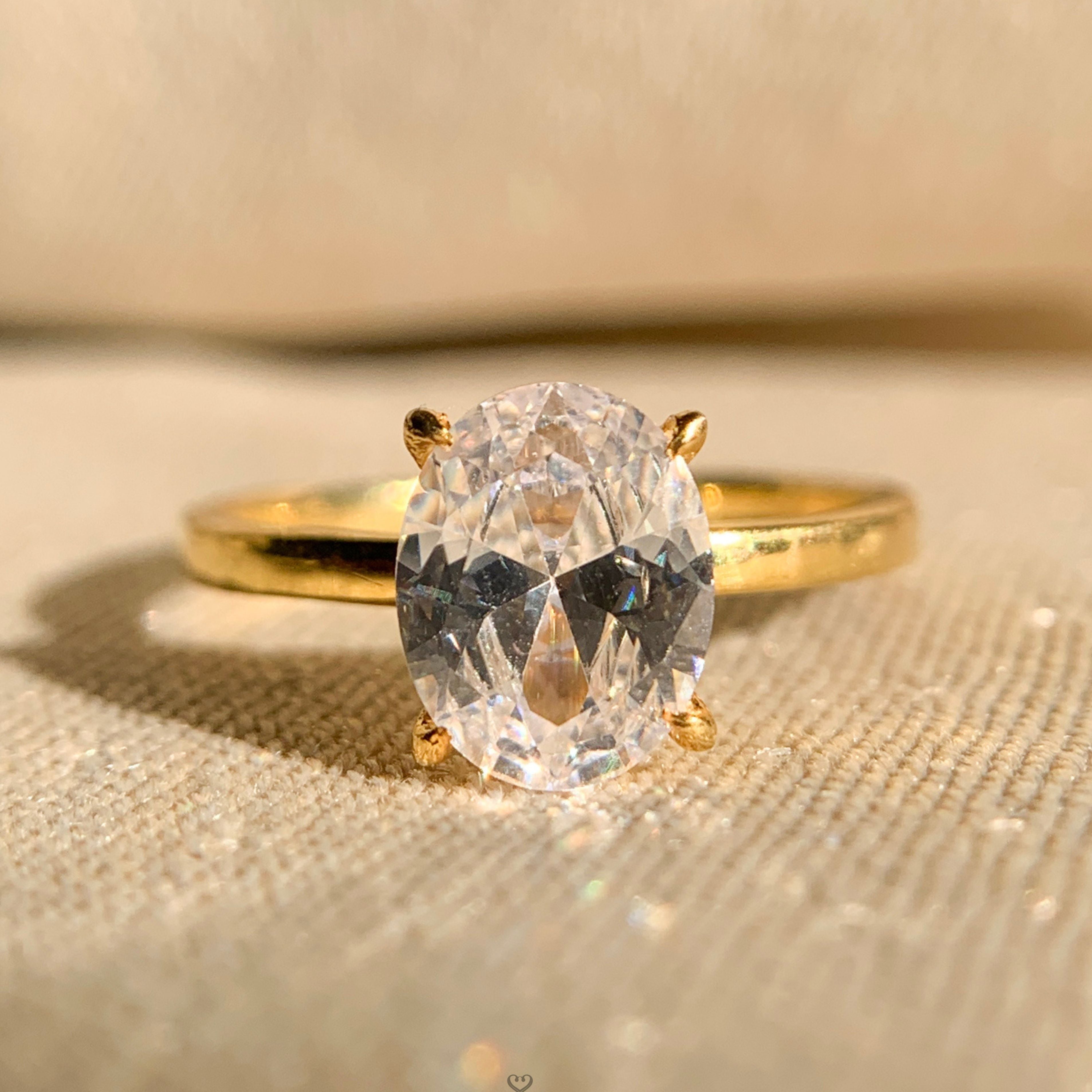 Oval cut solitaire engagement ring in classic white gold setting